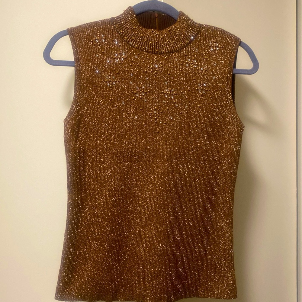 Metallic brown sleeveless top